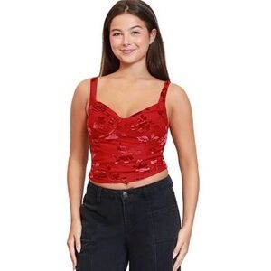 Madden Girl Seam & Ruched Corset Bustier with bra cups.